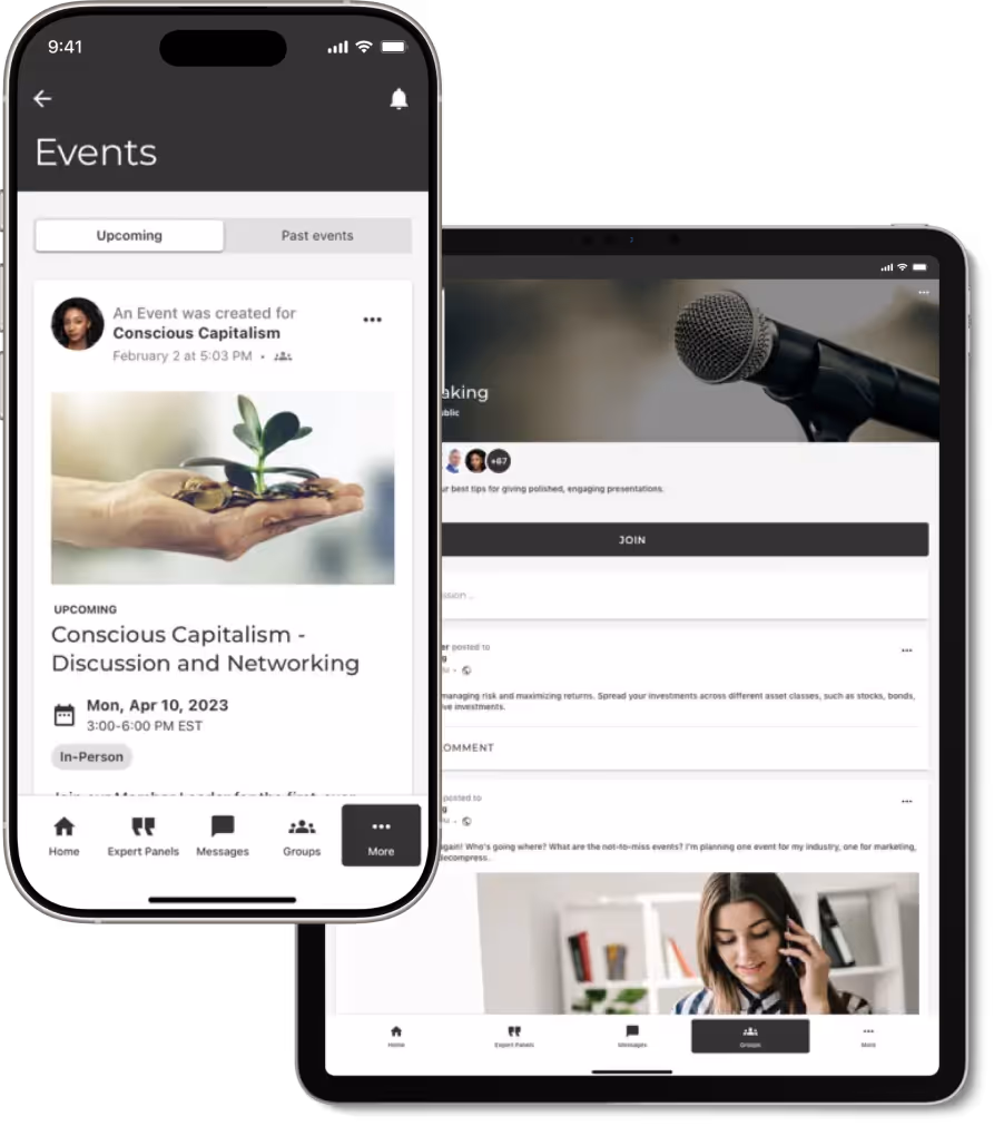 Forbes Councils app screens