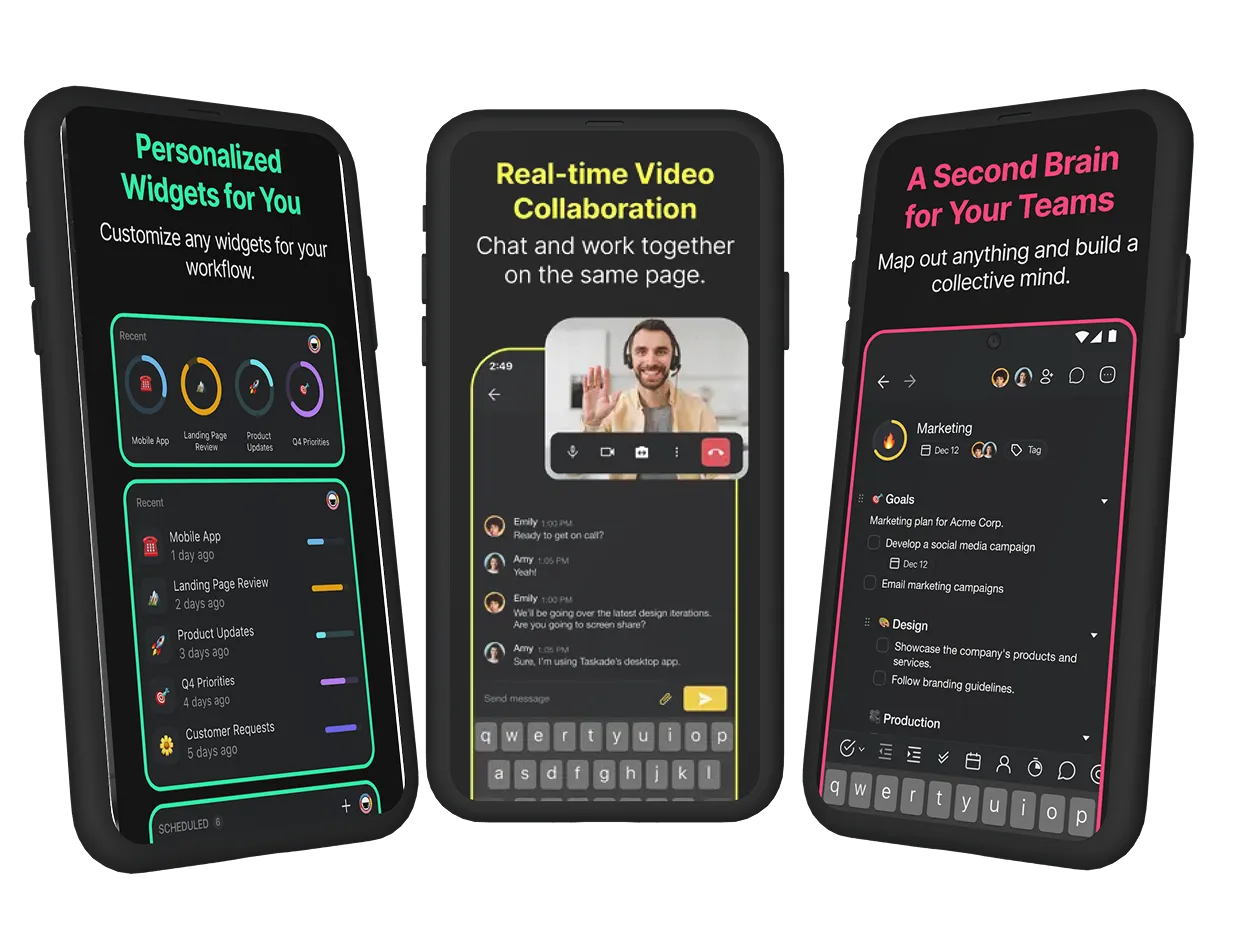 Taskade AI agent workflow builder screens.